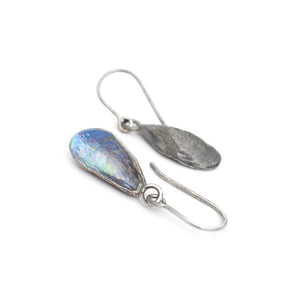 Mussel Shell Earrings - Handpainted Silver