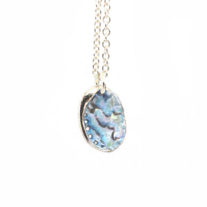 Paua Shell Necklace - Handpainted Silver