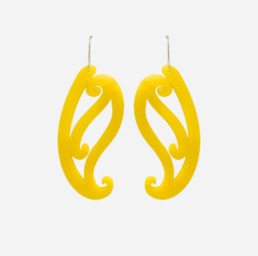 Earrings - Tupuārangi Ngutu Kākā - Yellow Solid