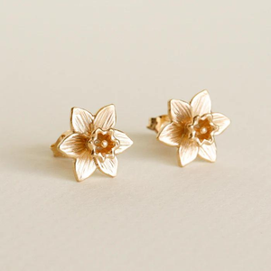 Gold Plated Daffodil Studs