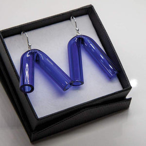 Angle Glass Earrings - Cobalt
