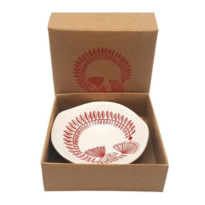 Porcelain Bowl, 7 cm - Red Fantail & Pohutukawa on white