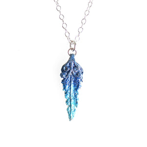 Kotare Feather Necklace - Handpainted Silver