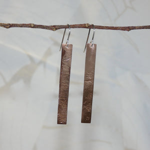 Embossed Bar Earrings- Copper