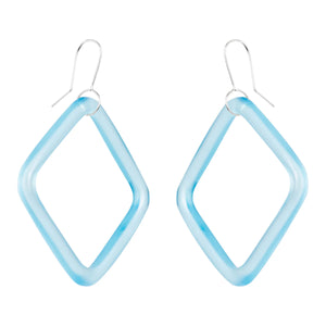 Earrings - Square Hoop, Light Blue