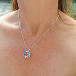Forget Me Not Posey Necklace - Handpainted Silver