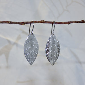 Leaf Earrings - Imprinted Sterling Silver