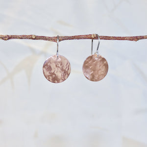 Full Moon Disc Earrings, Copper