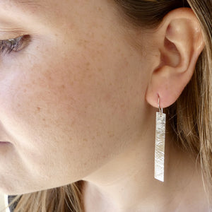 Embossed Bar Earrings - Silver