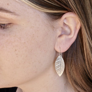Leaf Earrings - Imprinted Sterling Silver
