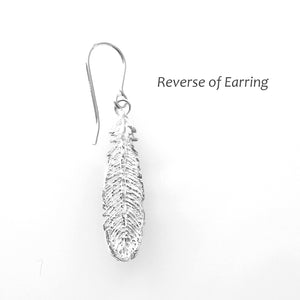 Huia Feather Earrings - Handpainted Silver