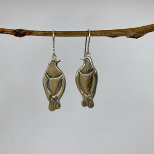 Kererū Earrings, Silver