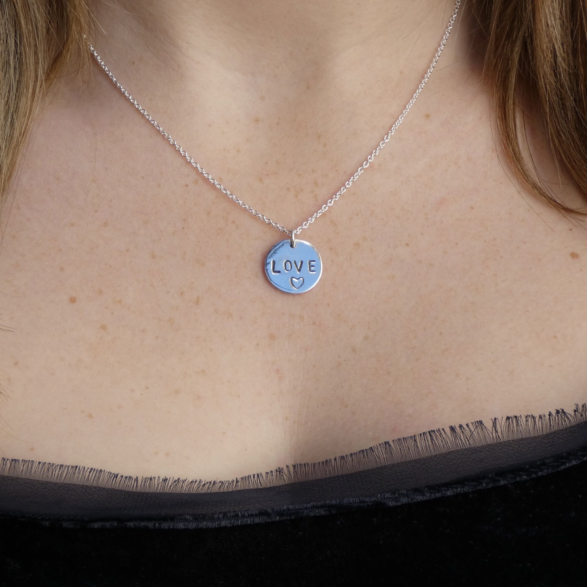 Disc Love Necklace, Silver