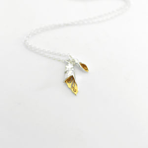 Kowhai Flower & Bud Necklace - Silver & Gold