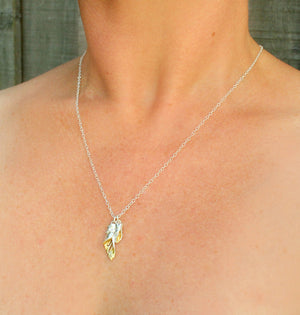 Kowhai Flower & Bud Necklace - Silver & Gold